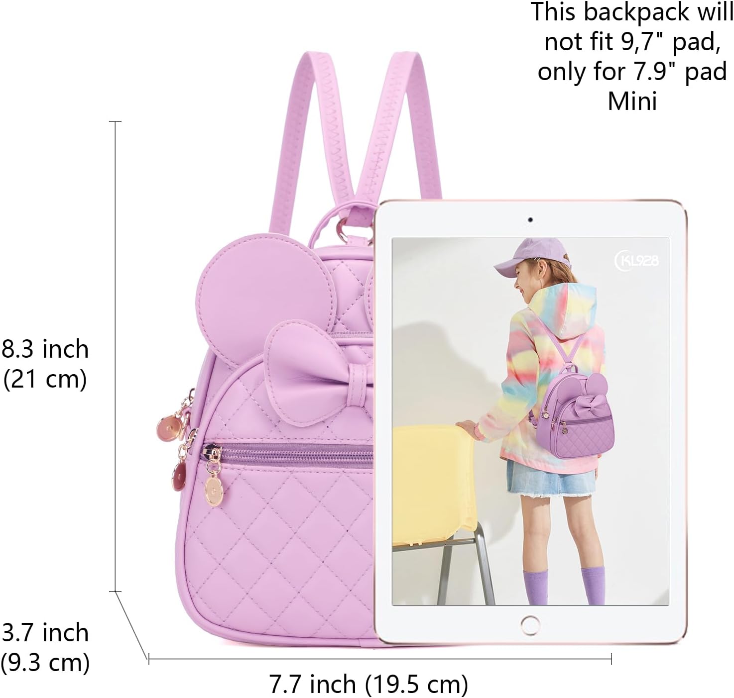 KL928 Girls Mini Backpack Bowknot Polka Dot Cute Small Daypacks Convertible Shoulder Bag Purse for Women