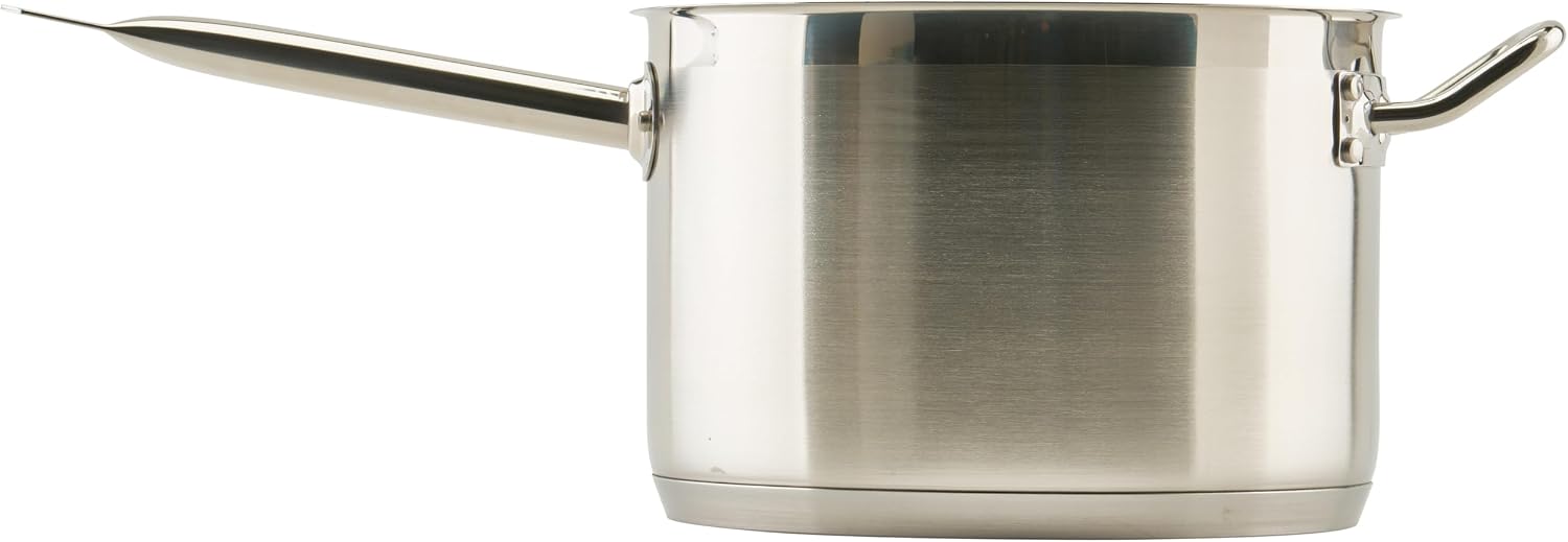 Winco 4 1/2 qt Heavy-Duty 4.5 qt Stainless Steel Sauce Pan with Cover | Even heat distribution, Secure riveted handle, Great for Cooking, Food Preparation and Restaurant Kitchens