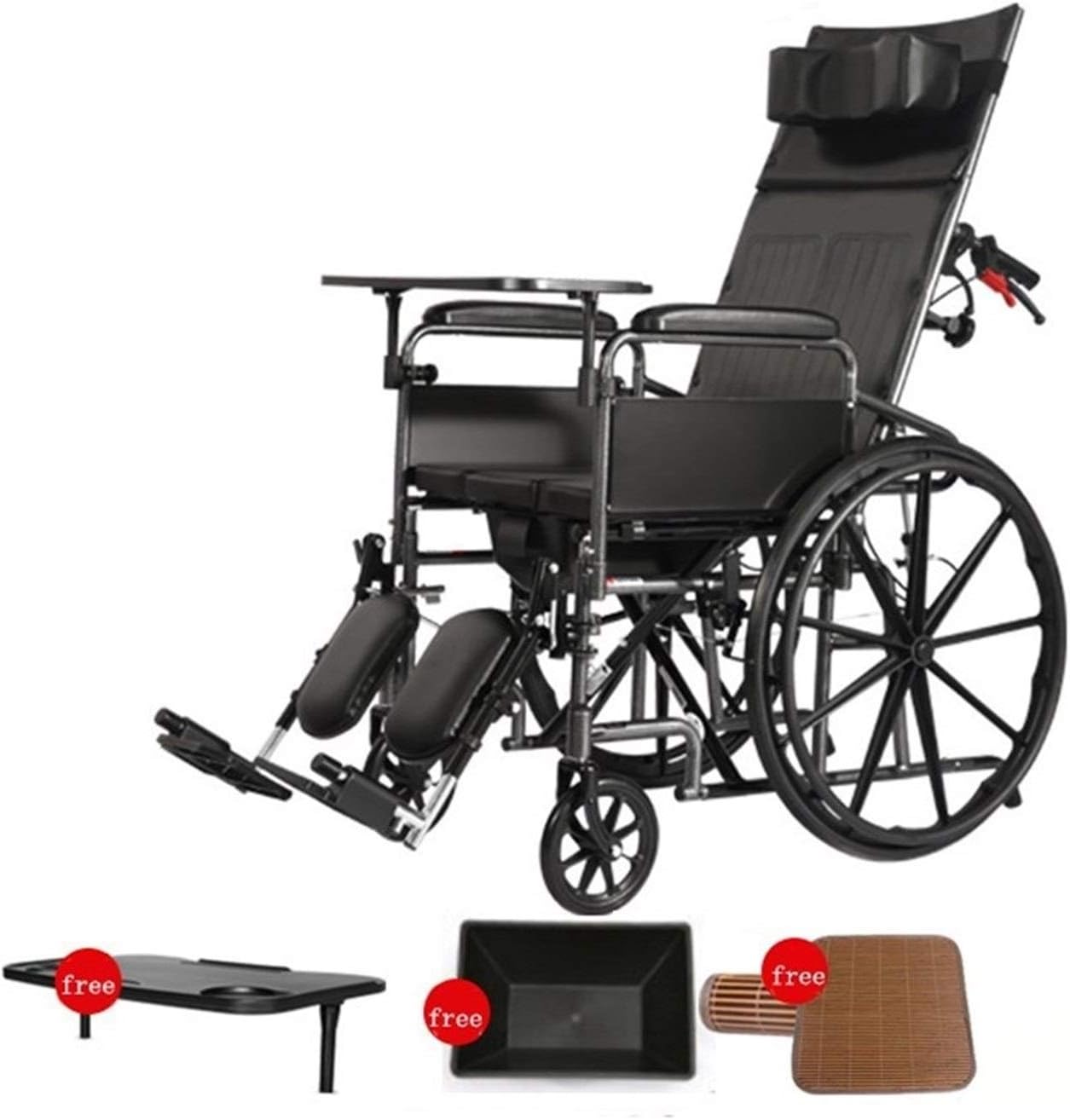 High Back Reclining Commode Wheelchair, Folding Bathroom Shower Chair, Can Lie Down Alonemultifunctional Scooter (Color : Upgrade)