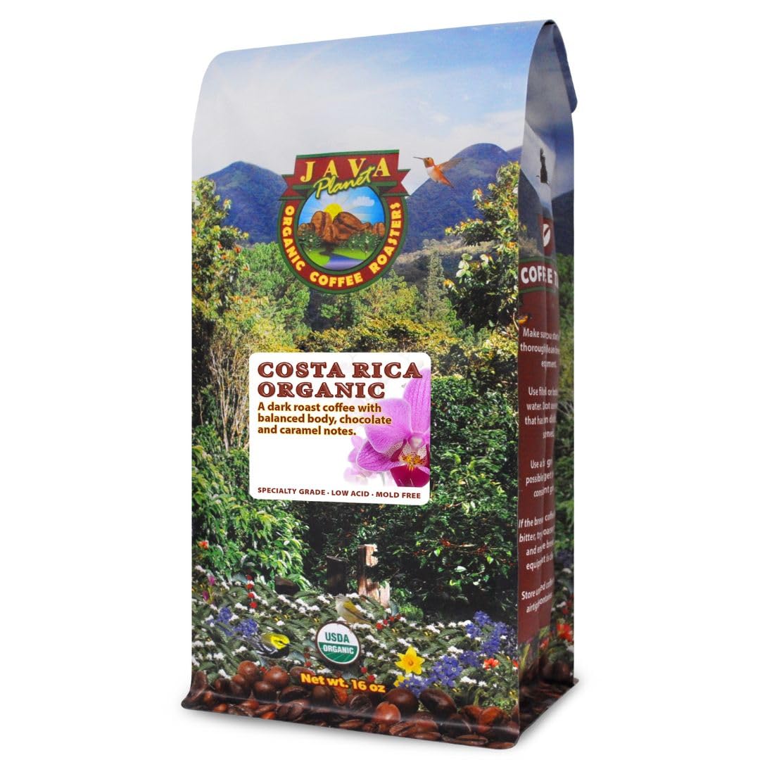 Java Planet Low Acid Organic Espresso Beans, Dark Roast Coffee Beans, 16 oz
