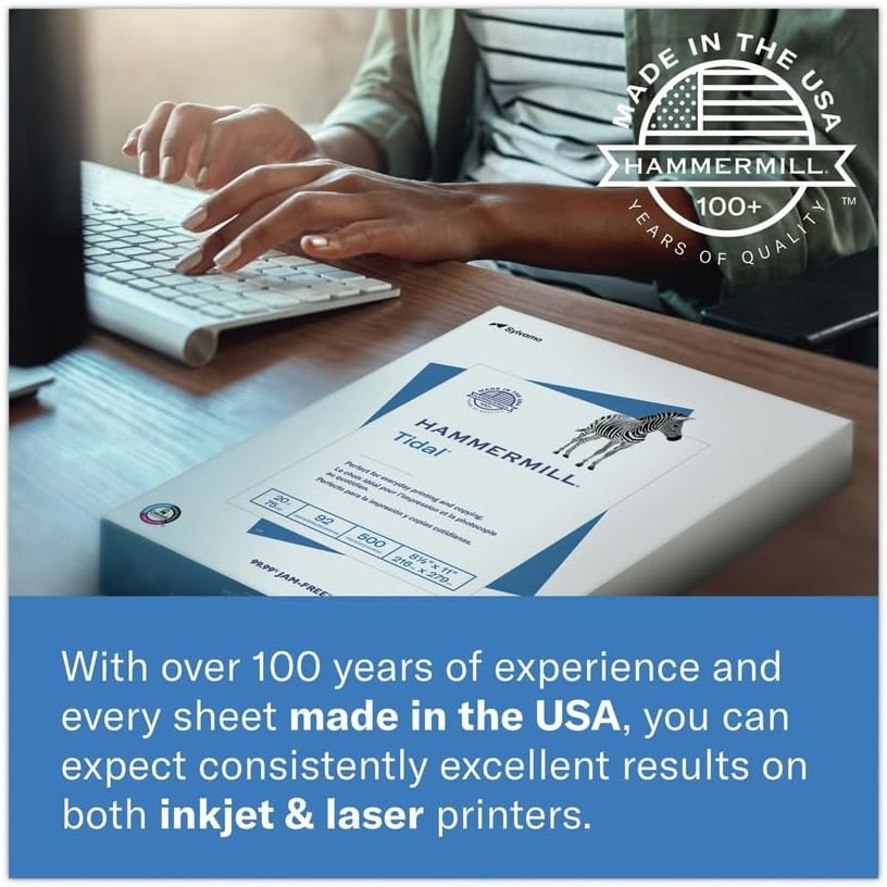 Hammermill Colored Paper, 20 lb Blue Printer Paper, 8.5 x 11 - Made in the USA, Pastel Paper, 103309R - 1 Ream (500 Sheets)