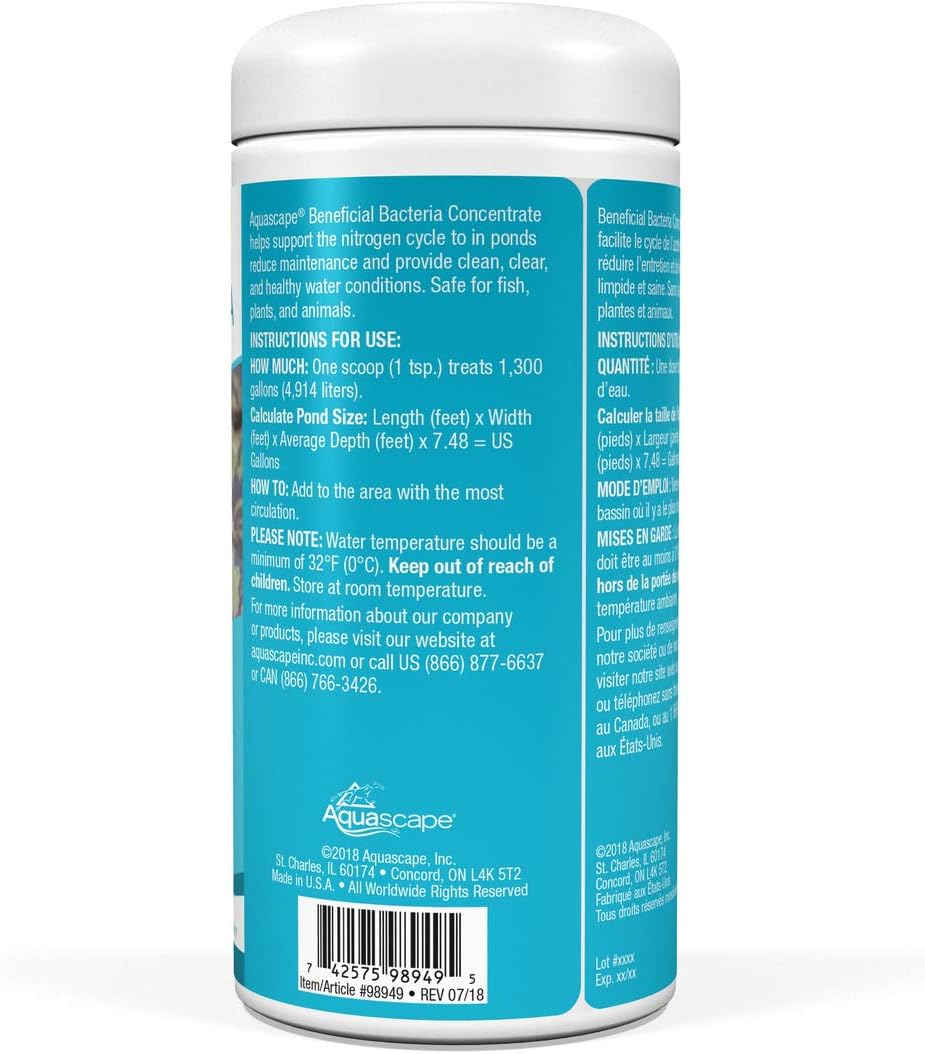 Aquascape Dry Beneficial Bacteria for Pond and Water Features, 8.8 Ounce (Pack of 1), 98948 , white