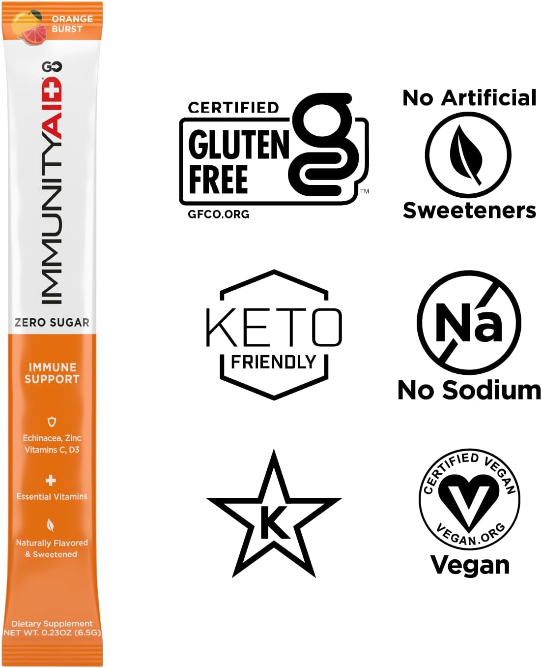 LIFEAID IMMUNITYAID GO Zero Sugar Hydration Packets (14 Packets)