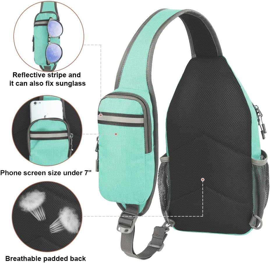 WATERFLY Crossbody Sling Backpack Sling Bag Travel Hiking Chest Bag Daypack (Black) | Small Hiking bag,Multi-compartment storage,Water-resistant,Breathable back pad,Reversible adjustable shoulder strap