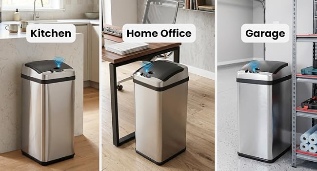 slim rectangular trash can for narrow hallways and executive office placement