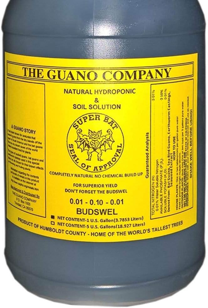 Hydrofarm GUBS128C Super Bat Budswel Organic Hydroponic Liquid Nutrient Solution for Strong Blooms in Garden Soil, Flowers and Plants, 1 Gallon