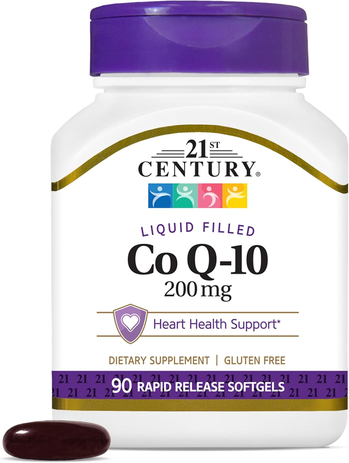 21st Century CoQ10 200mg Softgels, Heart & Antioxidant, 90 Count | Coenzyme Q10 200 mg Fast-Release Liquid Softgels, Heart Health & Antioxidant Support, Gluten Free, No Artificial Colors