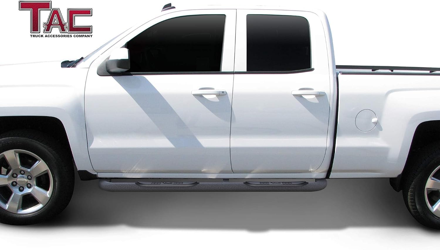 TAC Side Steps Fit Chevy Silverado/GMC Sierra 1999-2018 1500 & 1999-2019 2500/3500 Extended/Double Cab (Excluding C/K Classic) (Body Mount) Truck Pickup 3" Black Side Bars Nerf Bars 2 Pieces