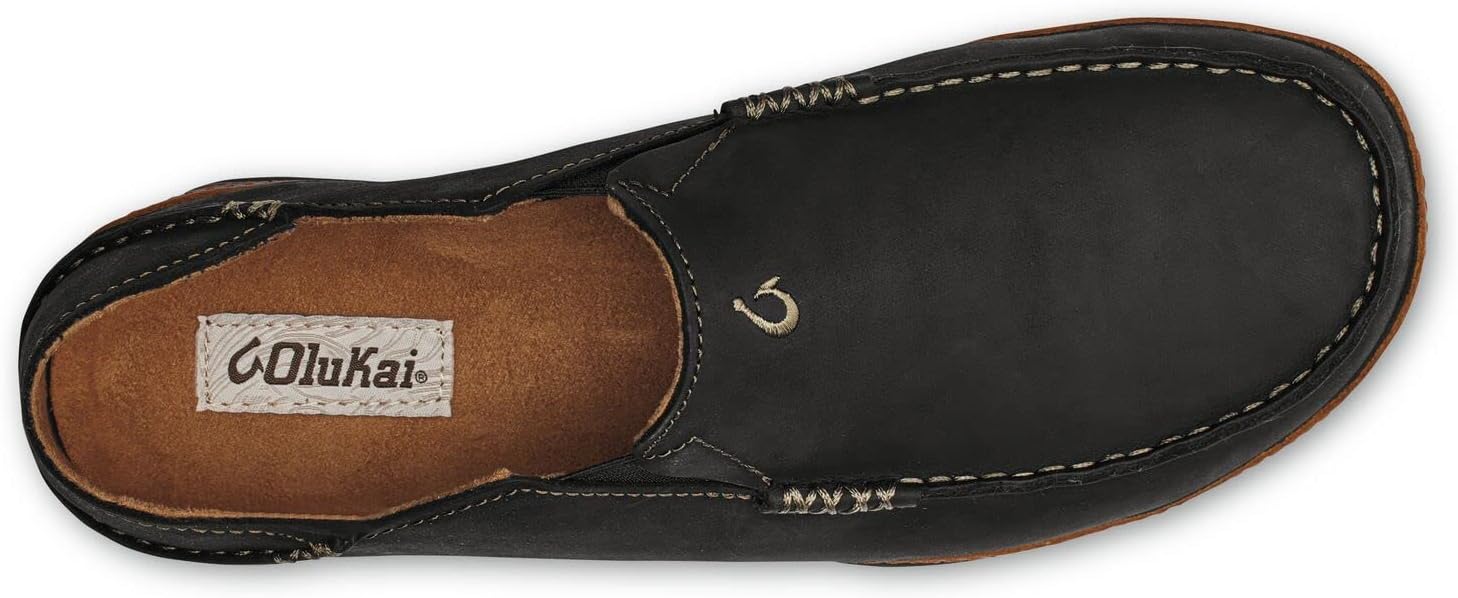 OluKai Moloa Men's Premium Leather Shoes, Easy Slip On & Off Design | Casual & Versatile Loafer, Drop-in Heel & Enhanced Traction