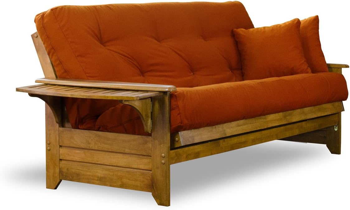 Brentwood Tray Arm Full Size Wood Futon Frame - Heritage Finish