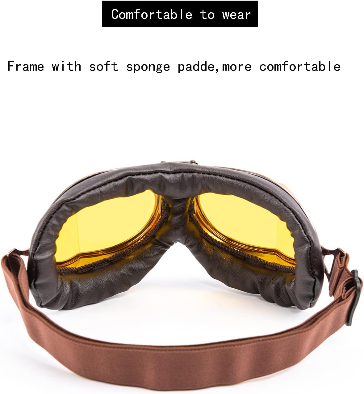Motorcycle Goggles Anti Fog&Wind&Dust&Sand Aviator Pilot Motocross | Dirt Bike Atv Riding Goggles with Yellow Lens,Fit Over Glasses or Helmet