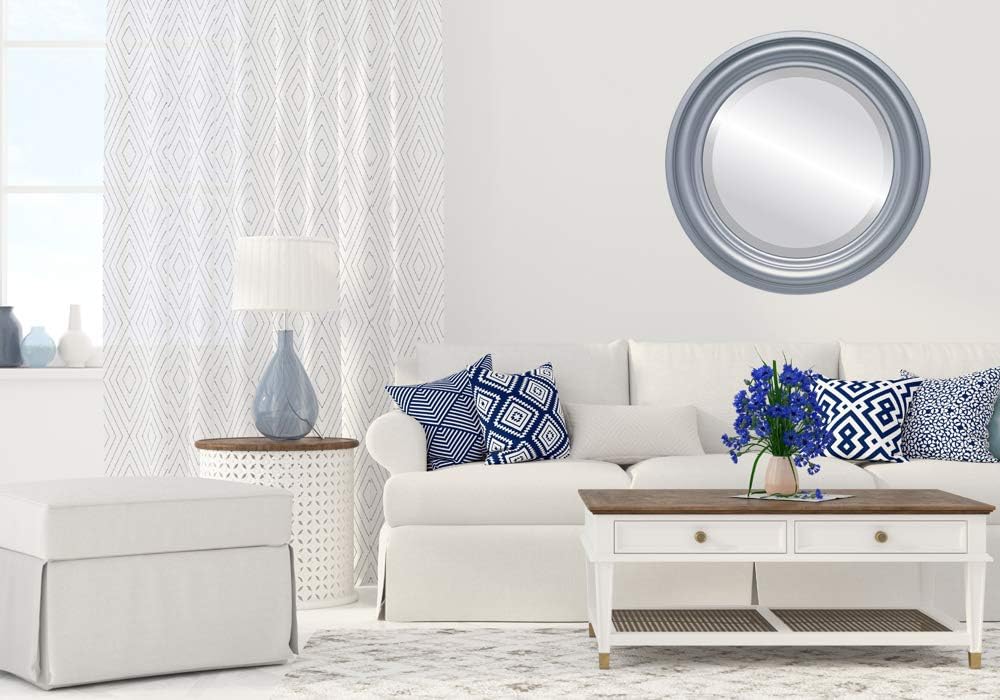 OVALCREST Round Beveled Wall Mirror for Home Decor - Philadelphia Style - Rubbed Bronze - 22x22 Outside Dimensions