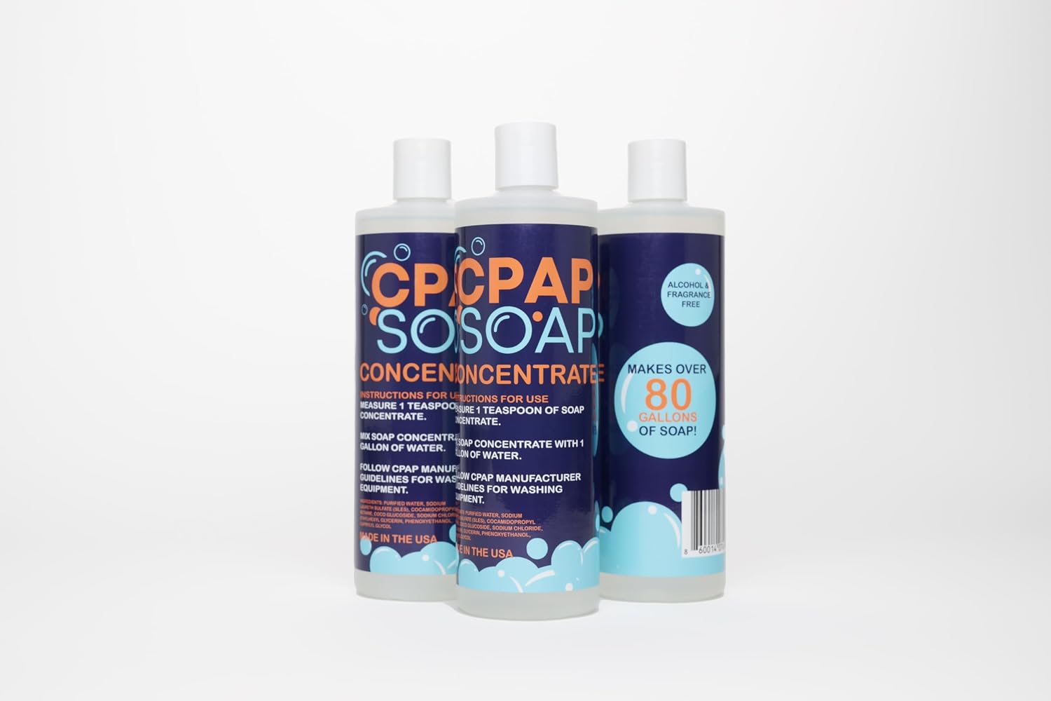 Concentrate, 16 Fl Oz Liquid Cleaning Solution for Mask, Hose, and Accessories - CPAP Cleaning Supplies - Alcohol, Fragrance