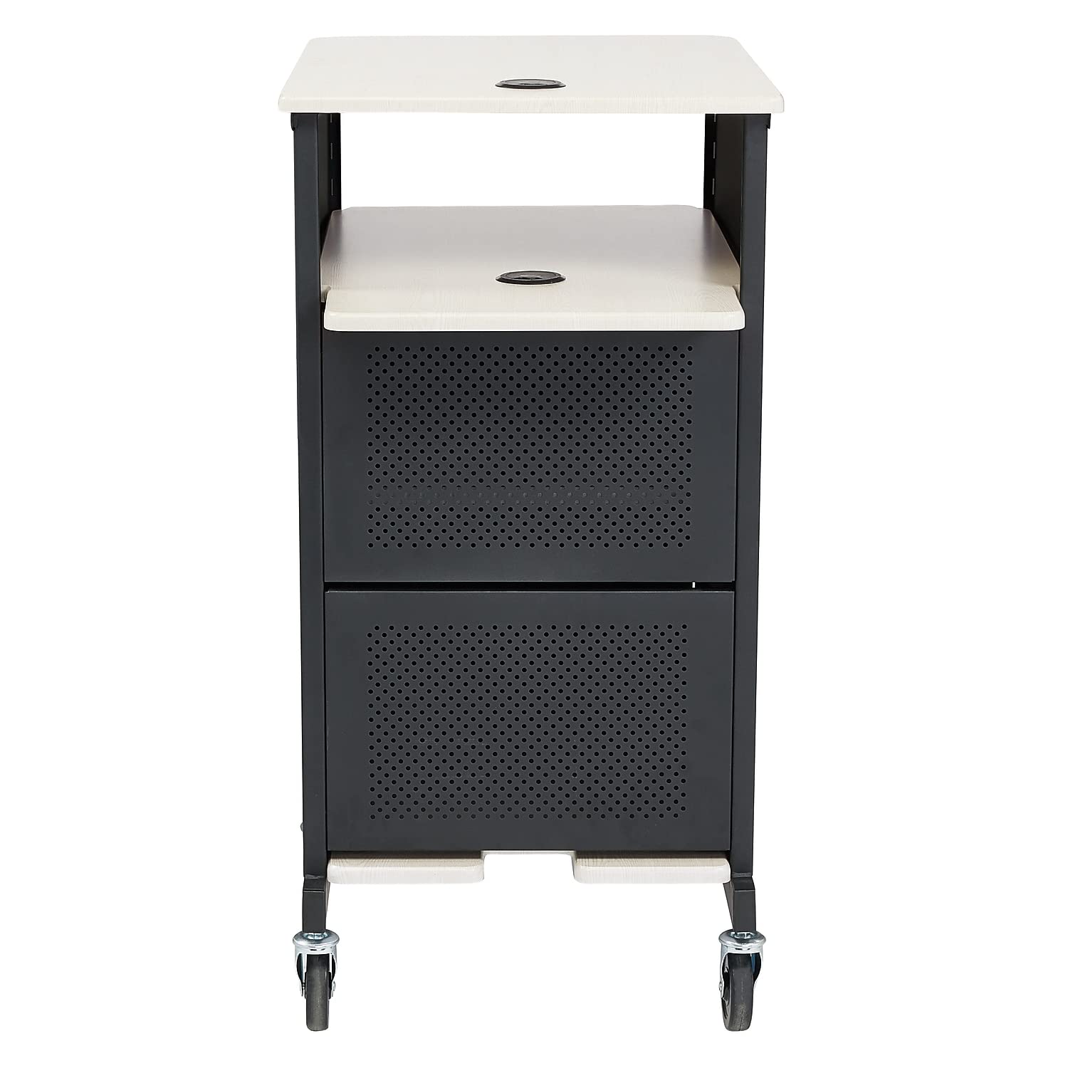 Oklahoma Sound PRC-400 Jumbo Presentation Cart, 33" Length x 21" Width x 40" Height, Ivory Woodgrain