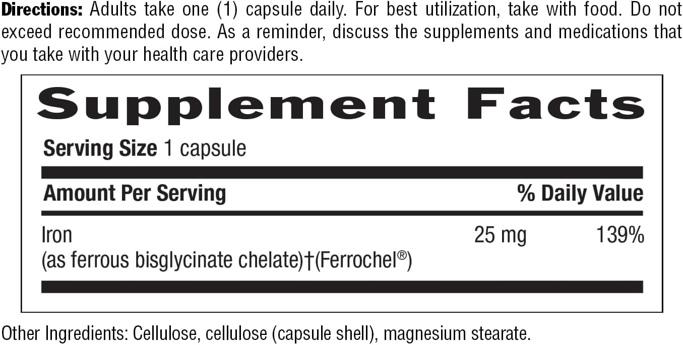Country Life Easy Iron 25 mg with Ferrochel, 90 Capsules | Non-constipating and gentle on the stomach, Certified Gluten-Free, Vegan and Kosher Parve