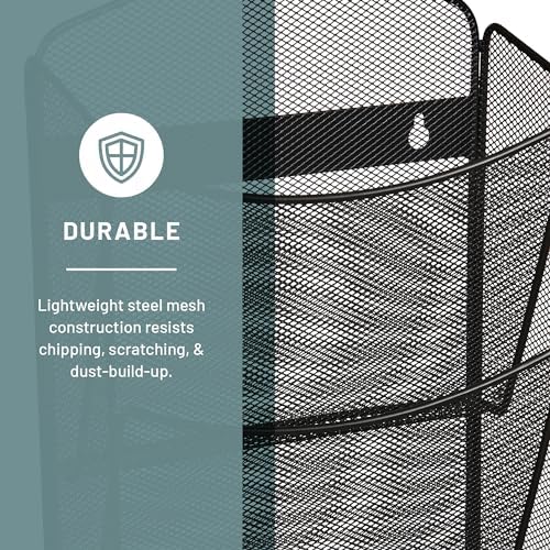 Safco Onyx Mesh Magazine Holder, Display Rack with 10 Pockets, Brochure Organizer, Commercial-Grade Steel Construction, Black