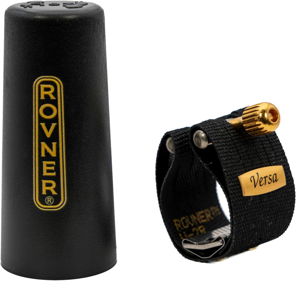 Rovner Ligature & Plastic Cap for Alto Clarinet - Versa Ligature for Hard Rubber Mouthpiece (V-2RS)