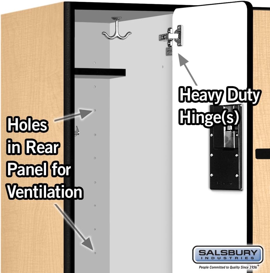 Salsbury Industries 2-Tier S-Style Designer Wood Locker with Three Wide Storage Units, 6-Feet High by 18-Inch Deep, Mahogany