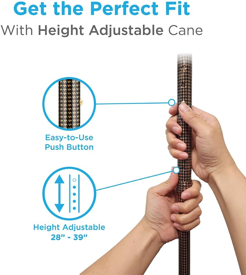 NOVA Designer Walking Cane with Offset Handle, Lightweight Adjustable Walking Stick with Carrying Strap, “Maui Flowers” Design