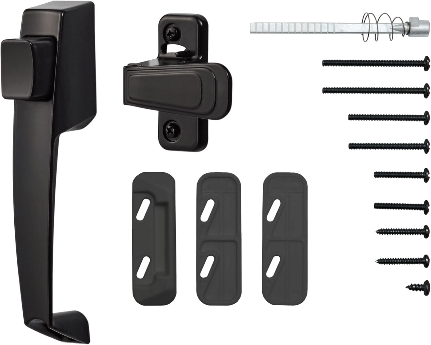 Ideal Security Door Handle with Inside Latch for Storm and Screen Doors, Black (2-Piece Set)