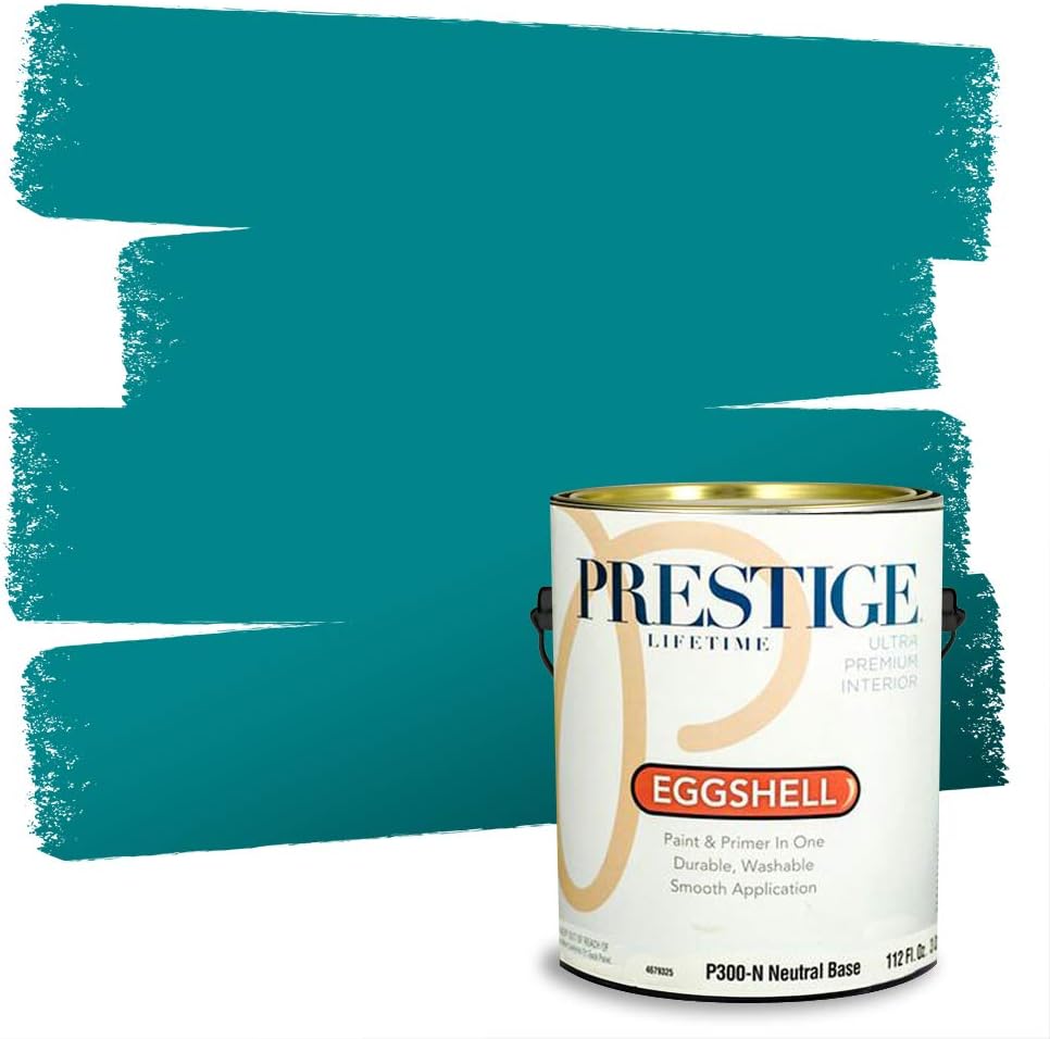 PRESTIGE Paints Exterior Paint and Primer In One, 1-Gallon, Satin, Comparable Match of Sherwin Williams* Blue Nile*
