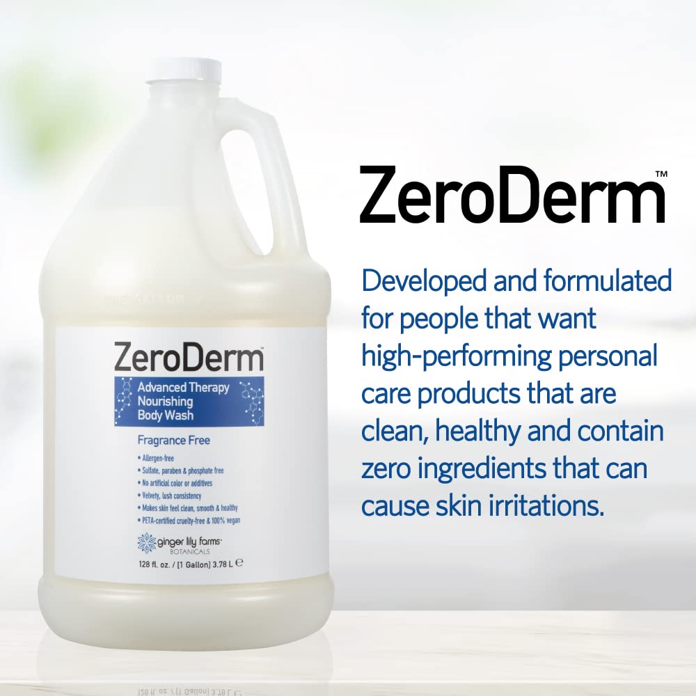 Ginger Lily Farms ZeroDerm Body Wash, 128oz, Fragrance Free