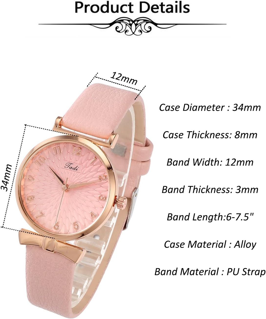 Top Plaza Ladies Classic Leather Analog Quartz Watch | Women Easy Read Arabic Numerals Watches Casual Dress Wrist Watch,Rose Gold Case