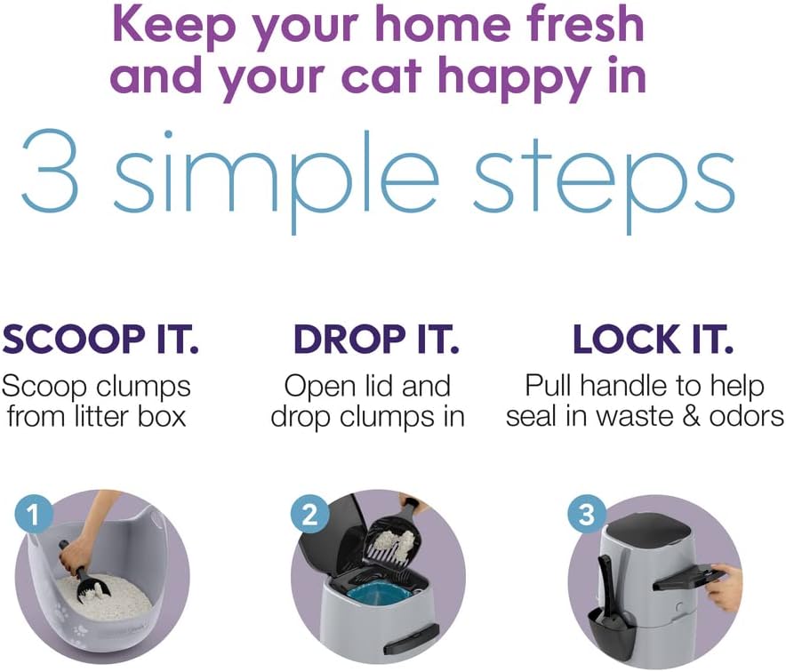 Litter Genie Standard Cat Litter Disposal Pail with 14 ft Standard Refill