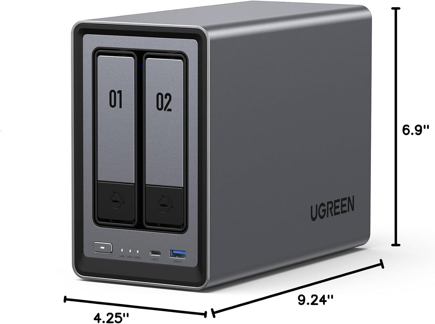 UGREEN NAS DXP2800 2-Bay, Ideal for Content Creators and Enthusiasts | Intel N100 Quad-Core CPU, 8GB DDR5 RAM, 2.5GbE, 2X M.2 NVMe Slots, 4K HDMI, Desktop NAS Network Attached Storage (Diskless)