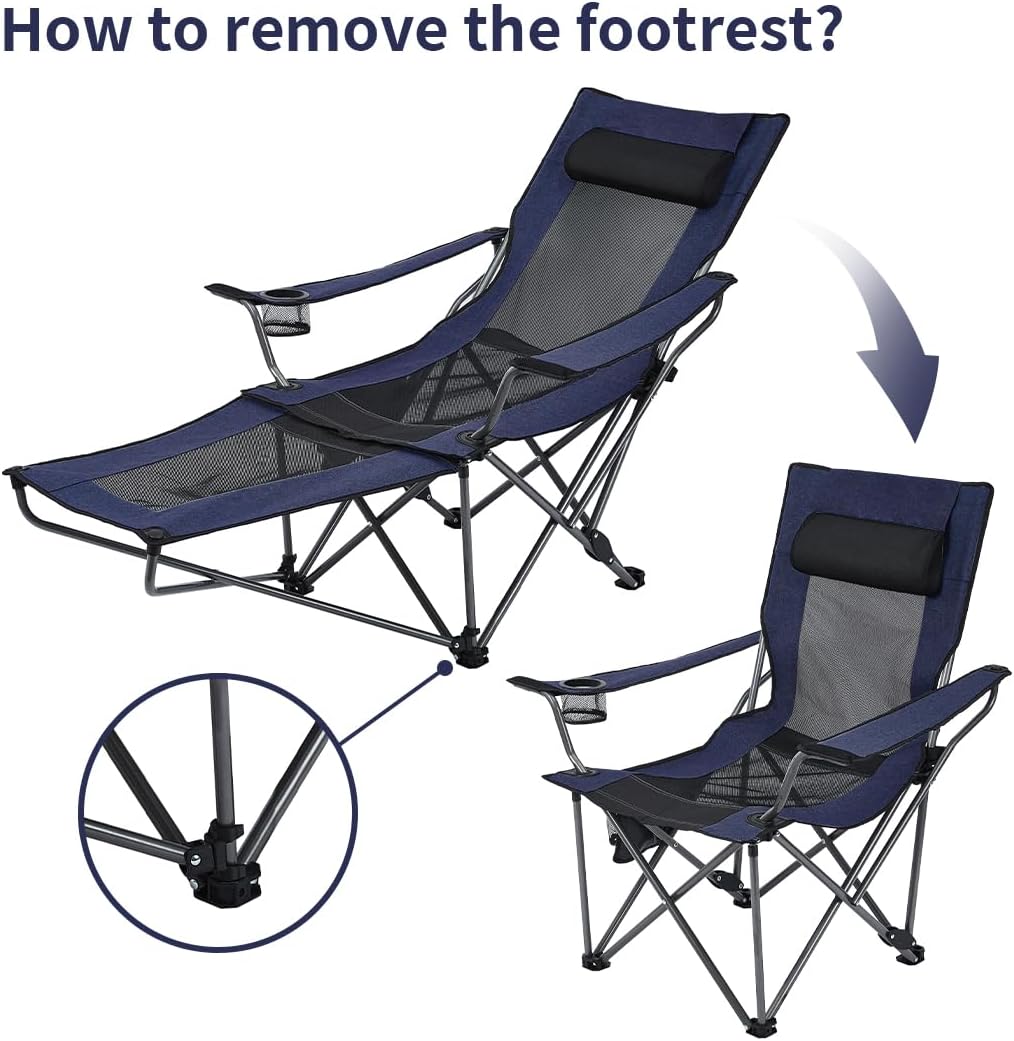 OUTDOOR LIVING SUNTIME Camping Folding Portable Mesh Chair with Removabel Footrest…