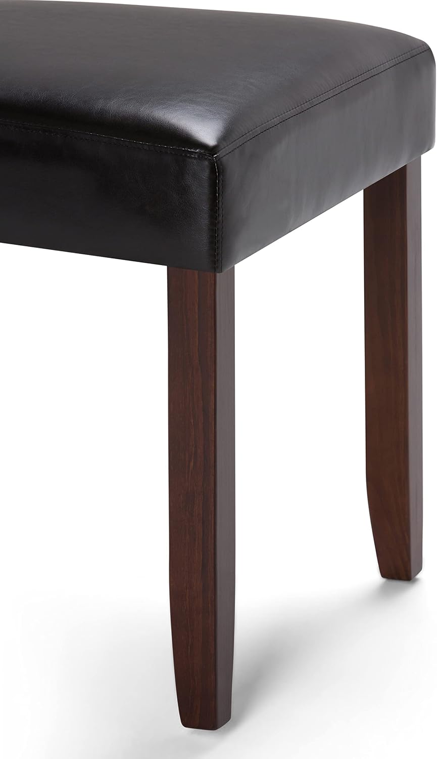 SIMPLIHOME Acadian Dining Chairs - Upholstered Solid Hardwood and Vegan Leather Parsons Chair Set in Midnight Black
