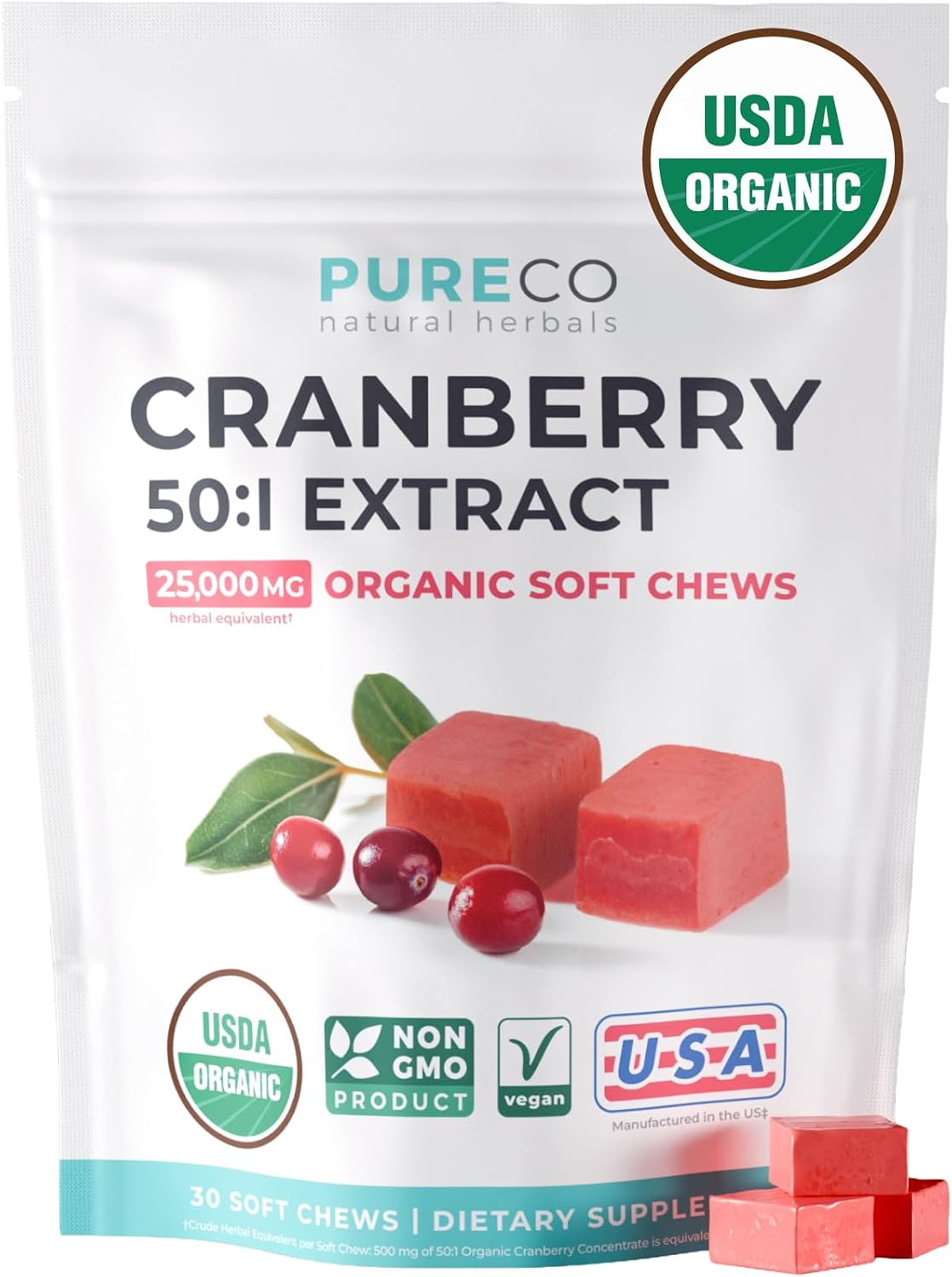 Organic Cranberry Pills - Vegan Supplement for Urinary Tract Health & Kidney Cleanse - Cranberry Pills for Women 500mg 50:1 Cranberry Concentrate Per Serving - Urinary Tract Support - 60 Capsules