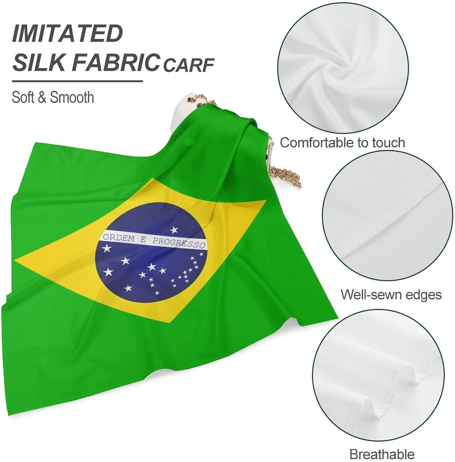 Flag Silk Scarf Head Hair Wraps Bandana Square Satin Head Scarf For Women