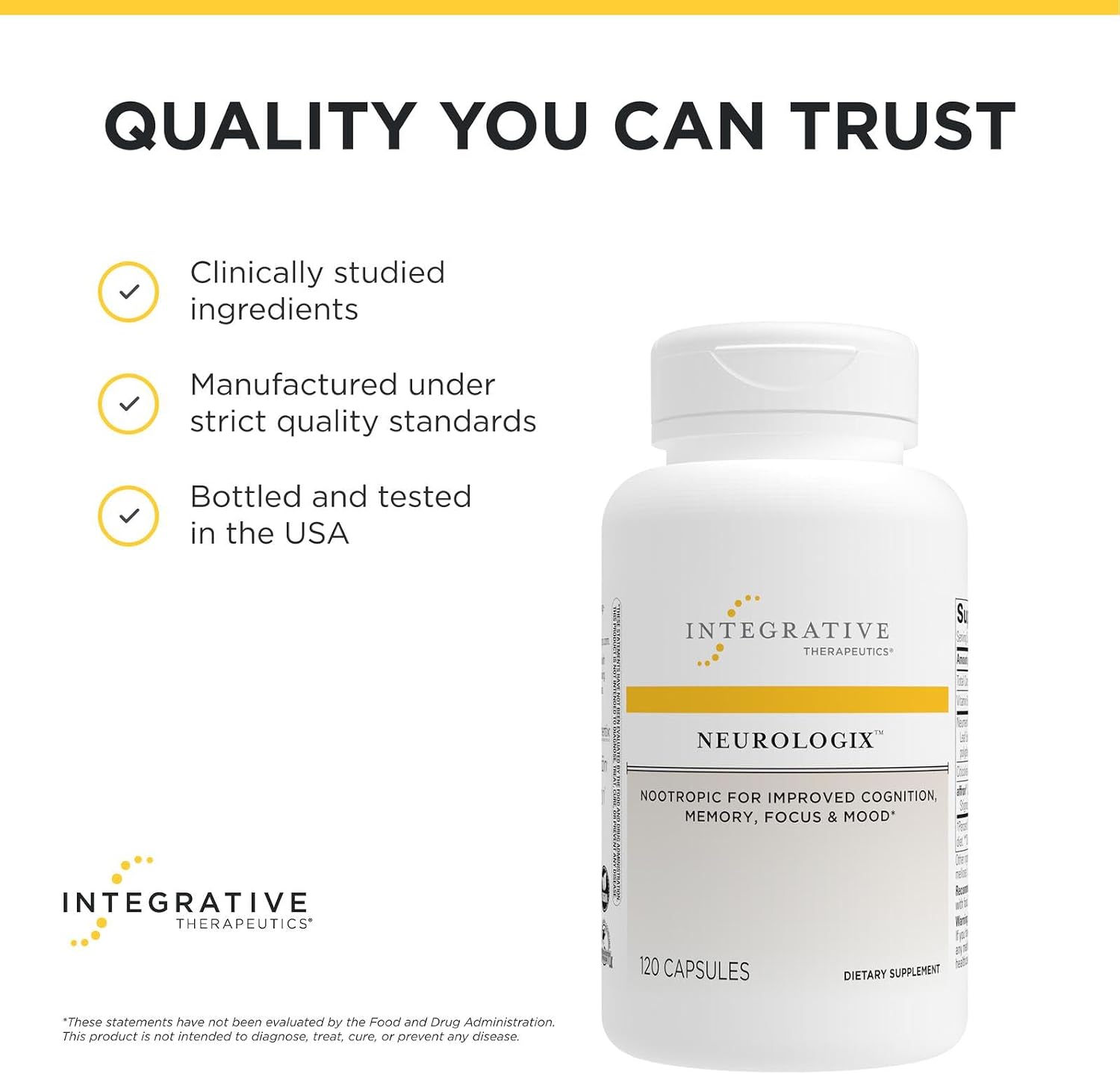 Integrative Therapeutics Neurologix - with Saffron and CDP-Choline - Nootropic Supplement for Brain Health*- Focus* - Memory Support* - Vegan