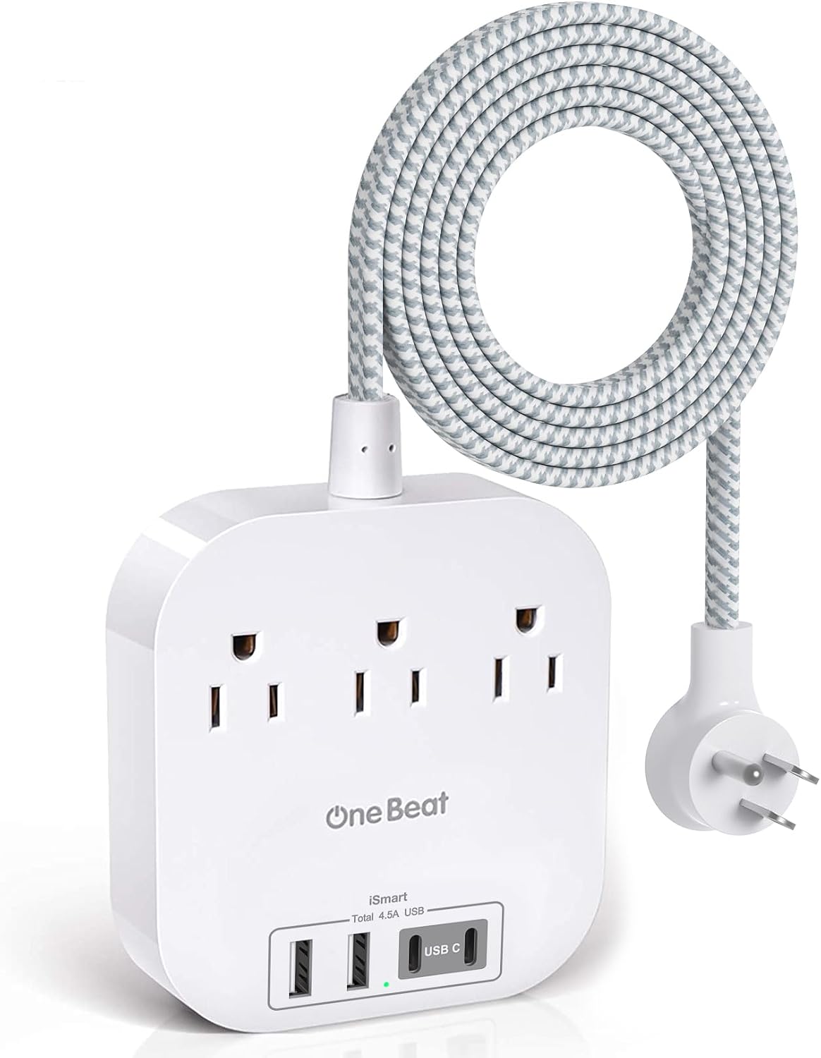 One Beat Power Strip with USB C, 3 Outlets 4 USB Ports (22.5W/4.5A), 6ft