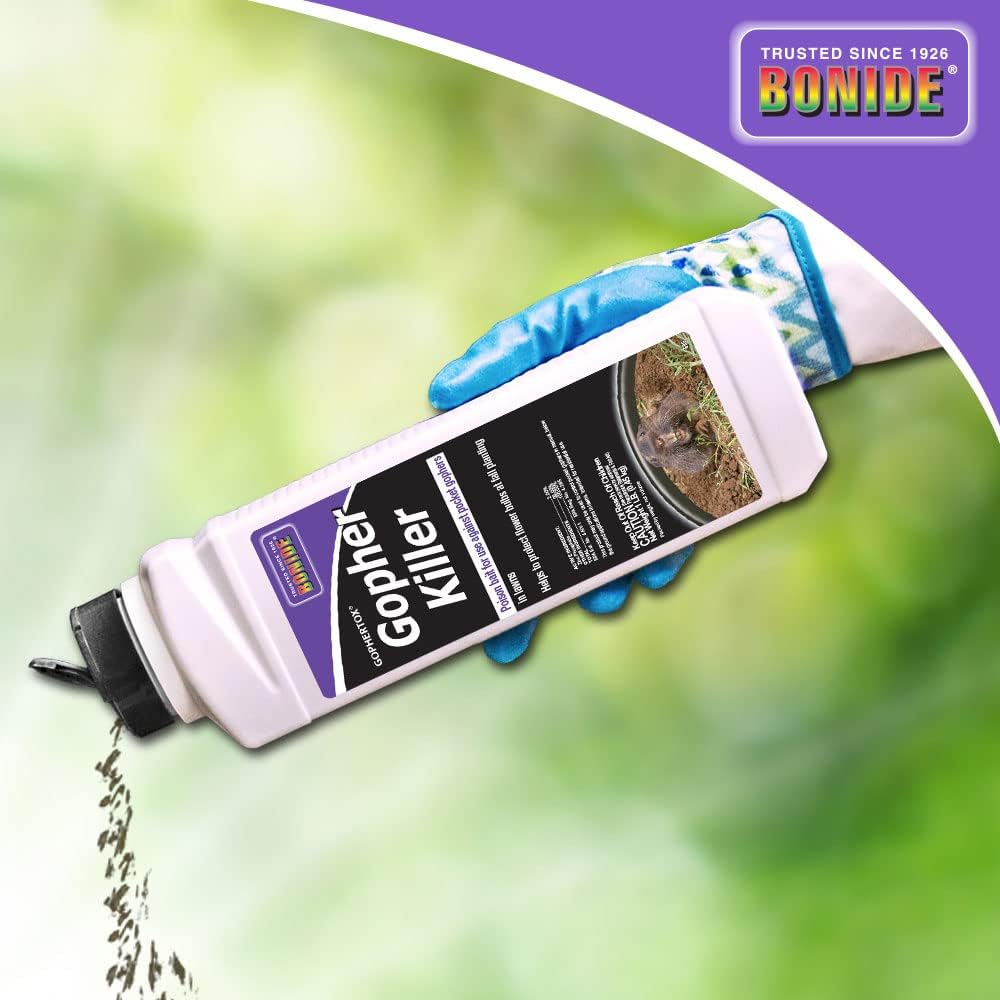 Bonide Gophertox Gopher Killer, 1 lb. Ready-to-Use Poison Bait Granules to Protect Lawn & Garden from Pocket Gophers