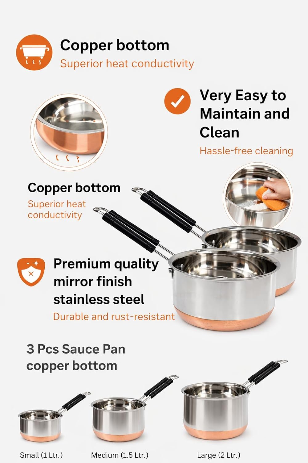 ROYAL SAPPHIRE Cookware Set - Sauce Pan Small, Medium