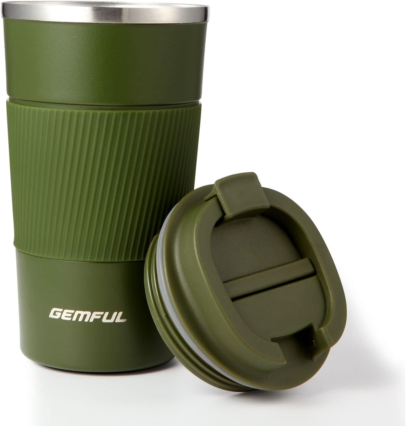 GEMFUL 2 Pack 17oz Insulated Travel Coffee Mug with Lid (Black/White)