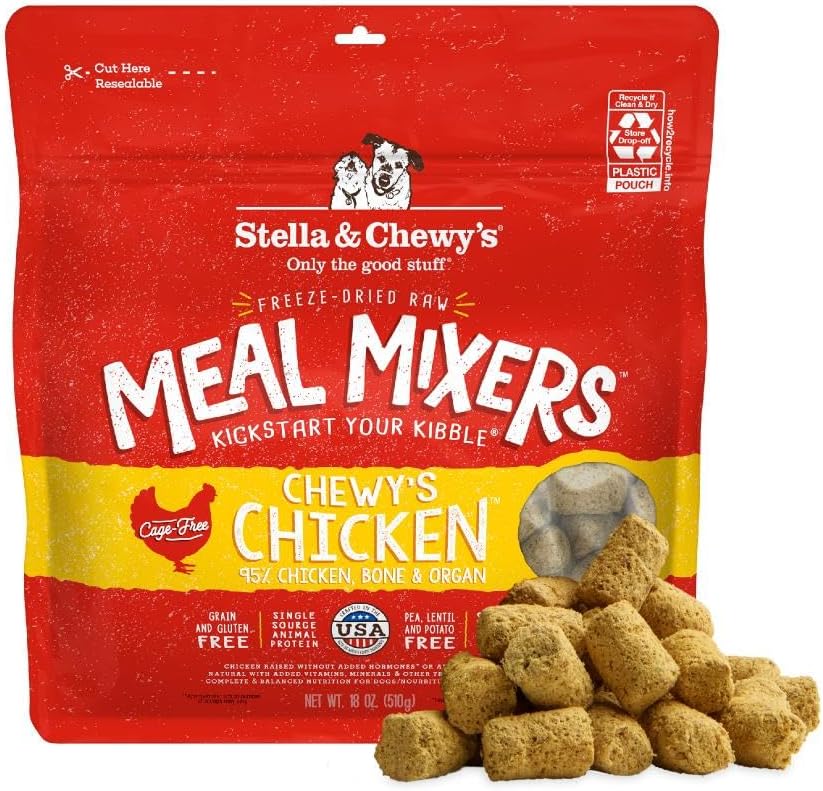 Stella & Chewy's Freeze-Dried Raw Chicken Meal Mixers- Dog Food Topper and Mixer - Made with 95% Cage-Free Chicken, Organs & Bone - Perfect for Picky Eaters - Grain-Free - 3.5oz