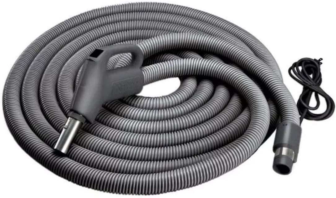 Broan-NuTone CH515 Current-Carrying Crush-Proof Central Vacuum Hose with Swivel Handle, 30' Long, 1.38" Inner Hose Diameter, Dark Gray