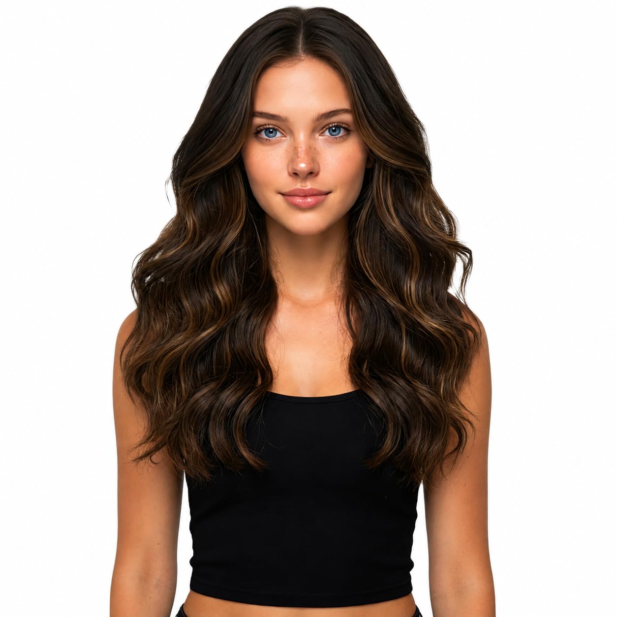 Moresoo Black Tape in Hair Extensions Human Hair, 18 Inch, 20Pcs, 50g