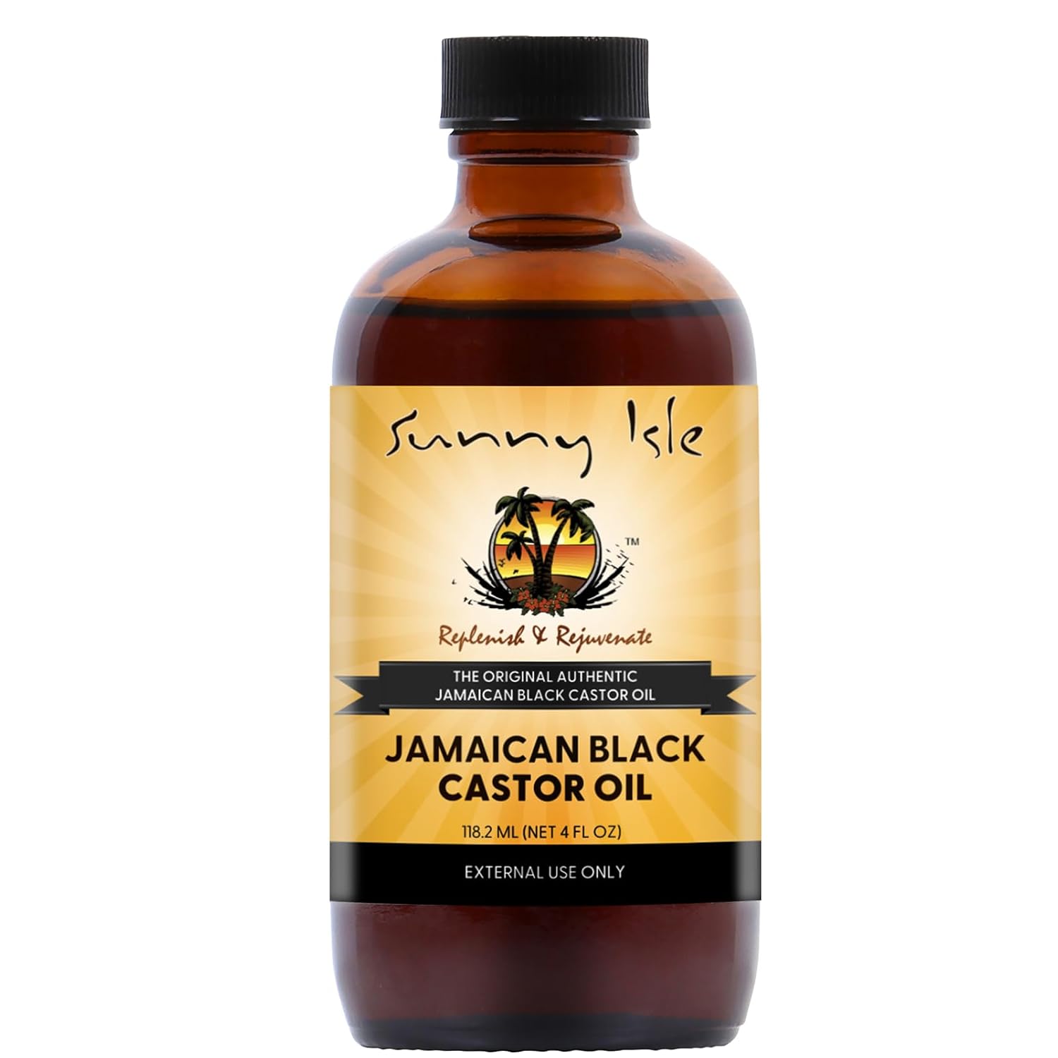 Sunny Isle Jamaican Black Castor Oil 4oz, Original, Authentic | Moisturizing JBCO for Hair Growth, Scalp Care, Edges, Eyebrows & Eyelashes, Conditioning for Dry Skin, Unscented