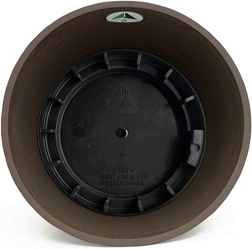 Algreen Valencia Round Planter Pot, 12.25 by 18-Inch, Textured Brown | Round Shape, Indoor Use, UV And Weather Resistant, Drainage Hole With Removable Plug, Lightweight 5.51 lb