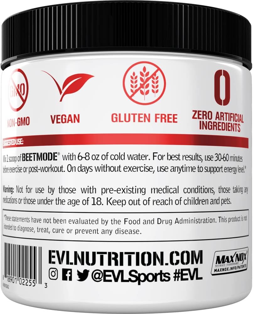 EVL BeetMode Beet Root Nitric Oxide Powder, Black Cherry - 30 Servings