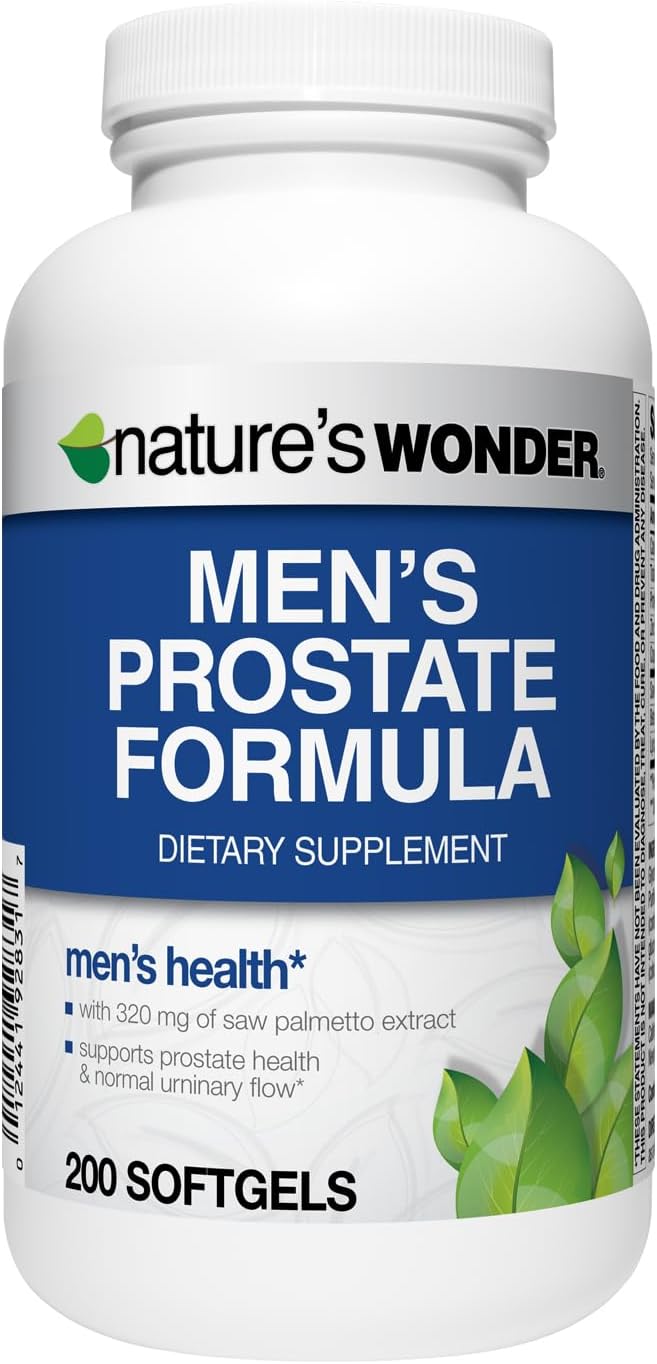 Nature's Wonder Men's Prostate Formula with Saw Palmetto, 200 Softgels | With Beta-Sitosterol, Lycopene & Zinc