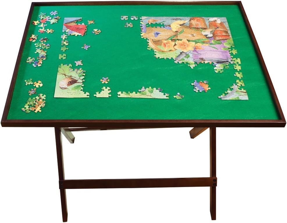 Bits and Pieces Portable Puzzle Board - Compact Folding Puzzle Table with Large Puzzling Area for 1500 Piece Jigsaw Puzzles, Attractive Wood