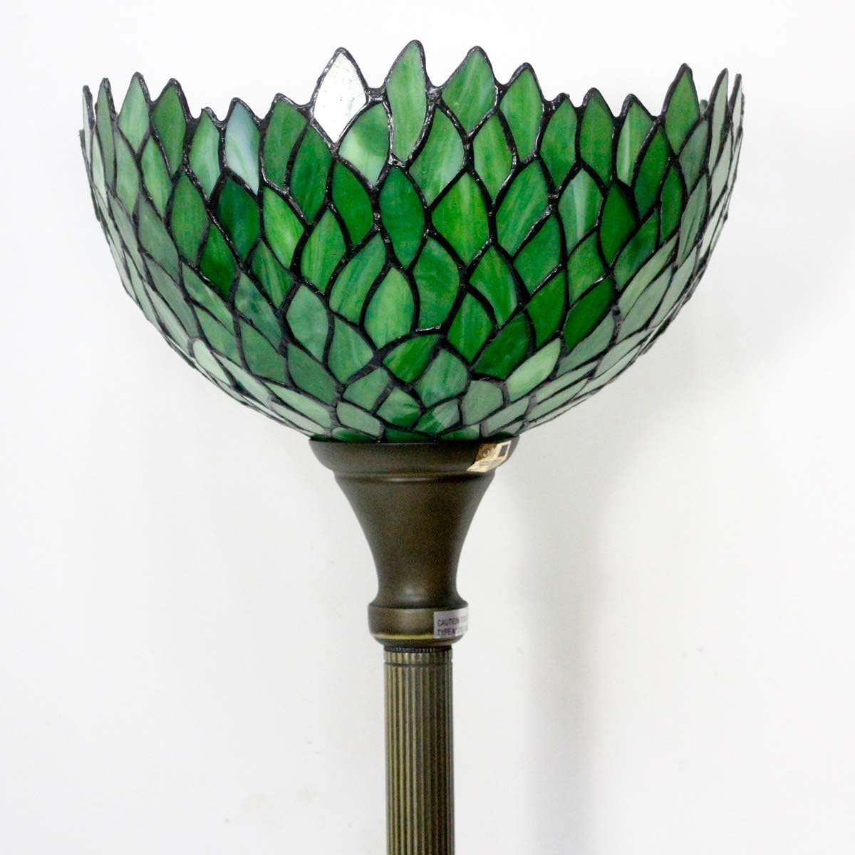 WERFACTORY Tiffany Floor Lamp Torchiere Green Wisteria Stained Glass Light | 12X12X71 Inches Pole Standing Corner Torch Uplight Decor Bedroom Living
