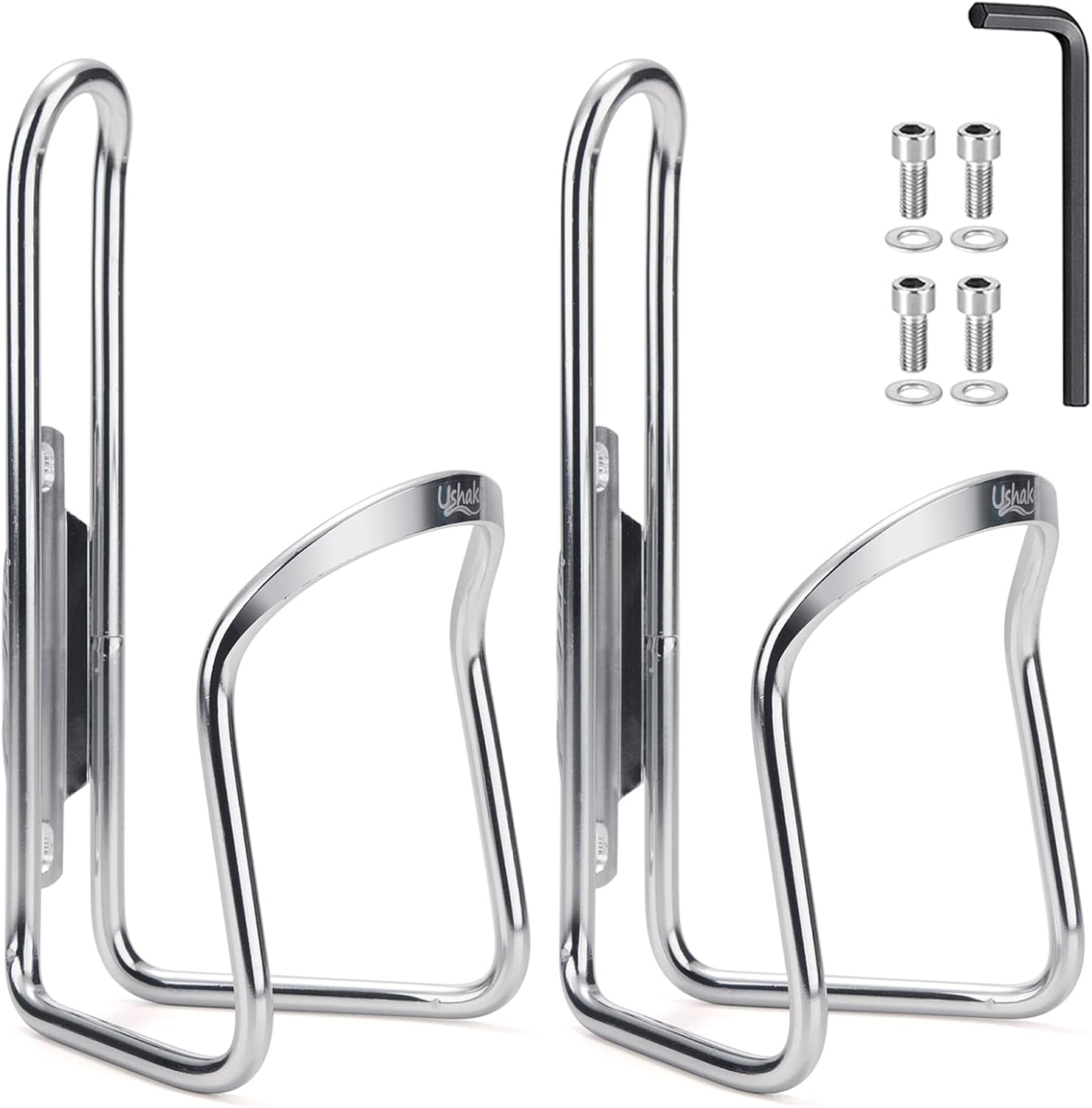 USHAKE Water Bottle Cages, Basic MTB Bike Bicycle Alloy Aluminum Lightweight Water Bottle Holder Cages Brackets(2 Pack- Drilled Holes Required)
