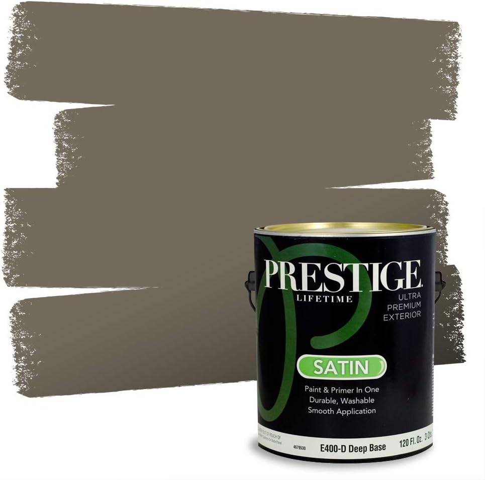 PRESTIGE Paints Exterior Paint and Primer In One, 1-Gallon, Satin, Comparable Match of Sherwin Williams* Ripe Olive*