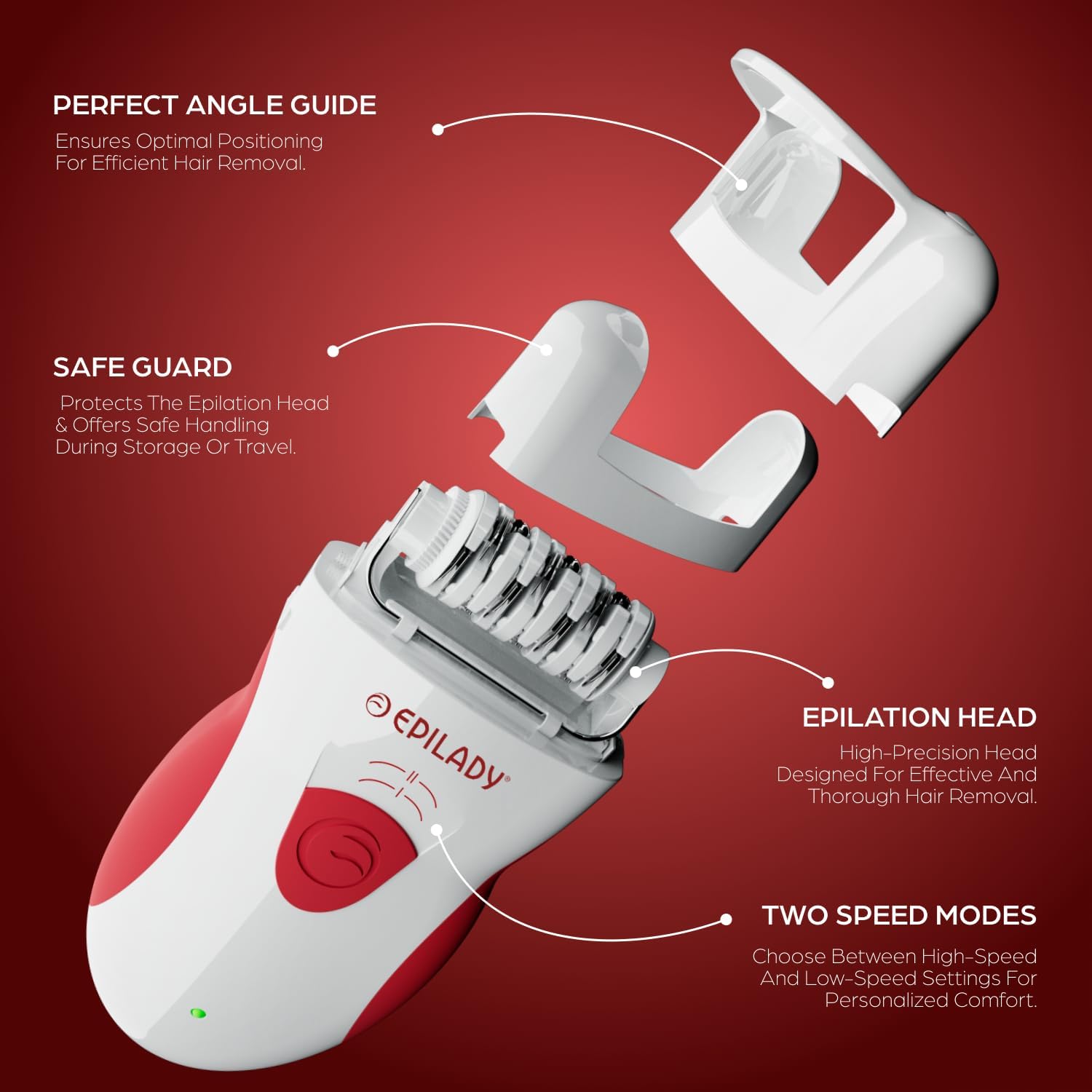Epilady Legend 4 | Cordless Epilator Hair Removal Device for Women, 2 Speed Bikini Trimmer, Electric Shaver for Women